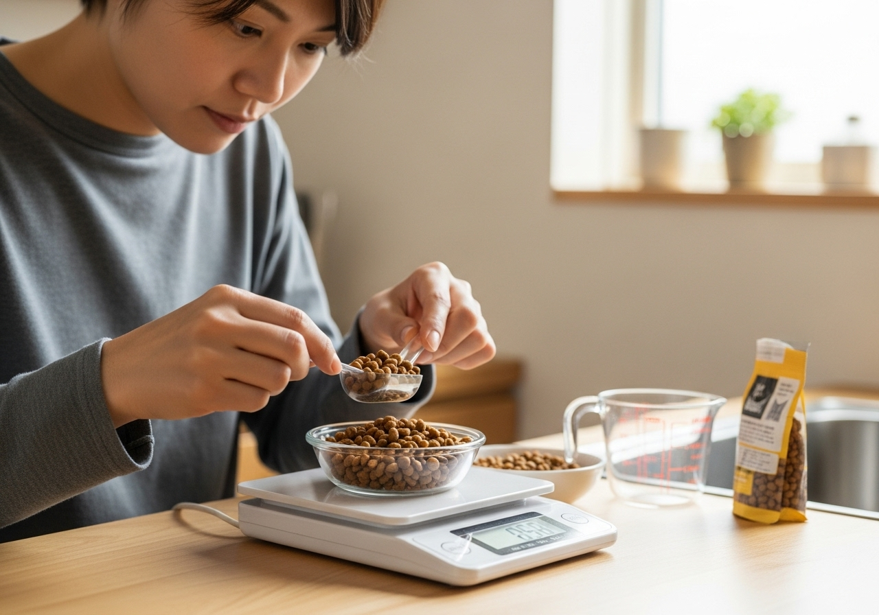 キャットフードの量を計る