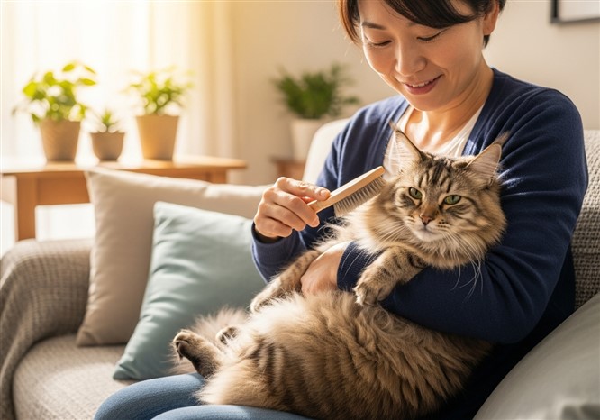 猫のブラッシング
