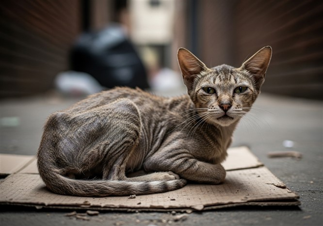 痩せ細った成猫