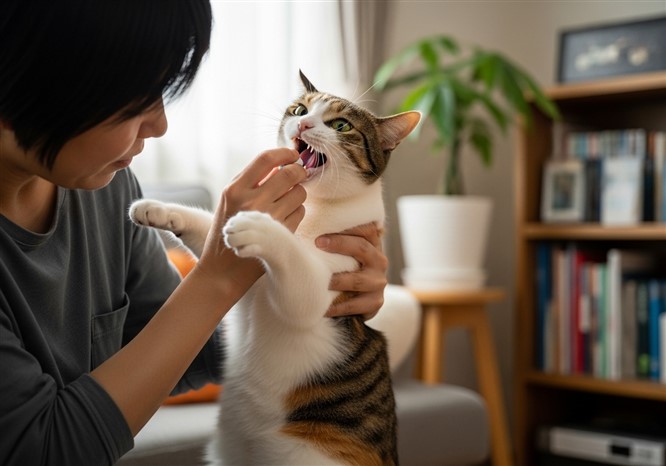 嫌がる猫