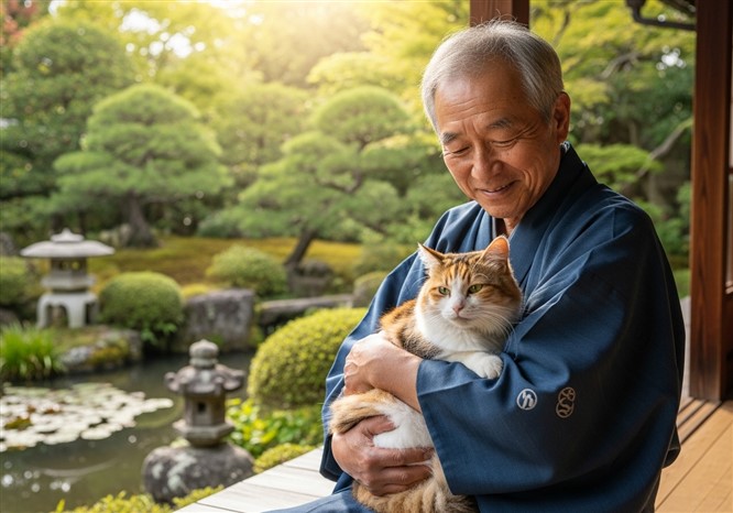 猫を抱っこする