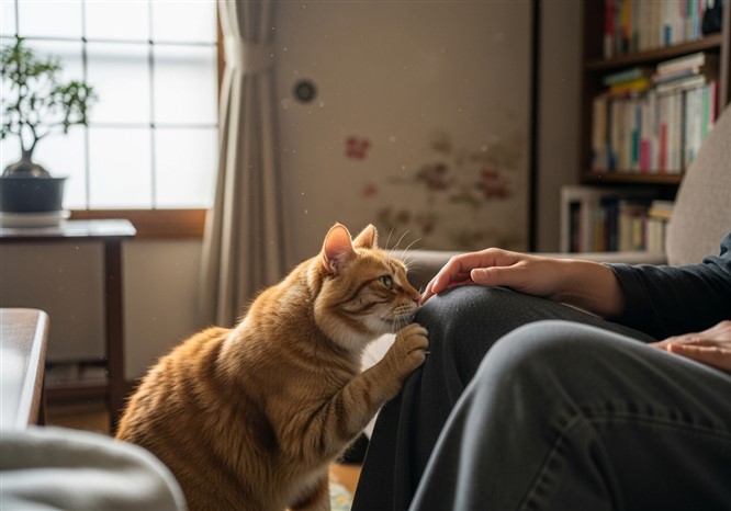 猫が甘えている