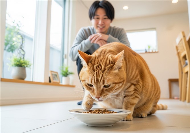 猫が食べている