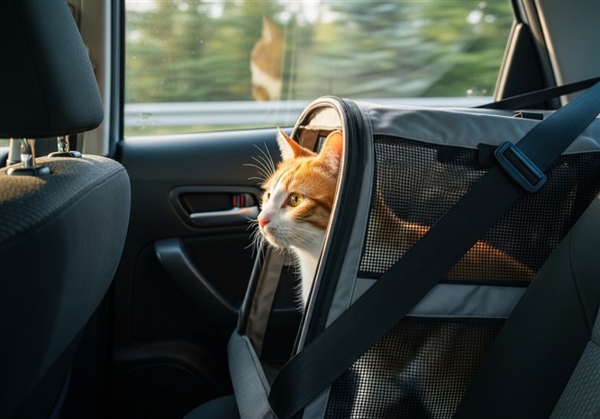 猫キャリーで移動