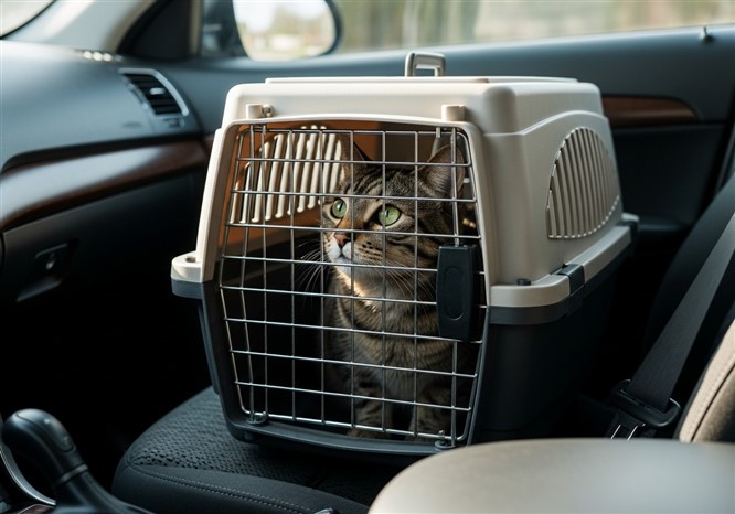 キャリーに入る猫