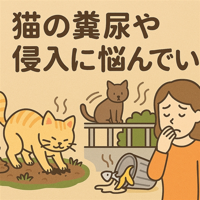 猫の糞尿や侵入に悩んでいる