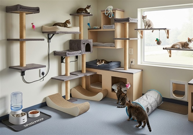 猫が安全に過ごせるように工夫された部屋のイメージ