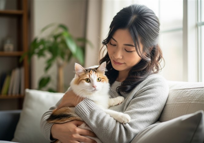 猫を抱っこする