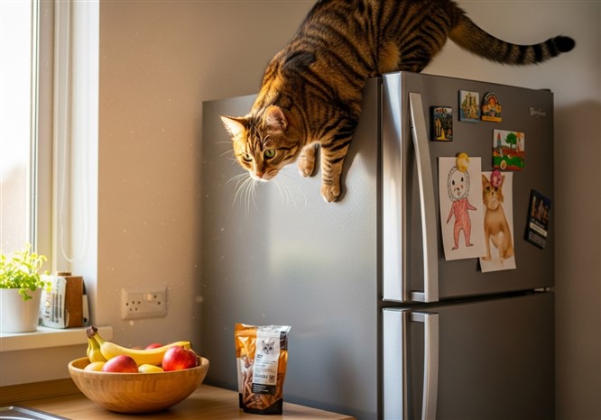 猫が高い所に登る