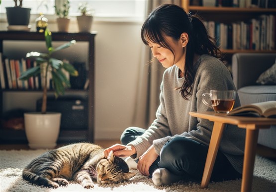 猫がひなたぼっこ