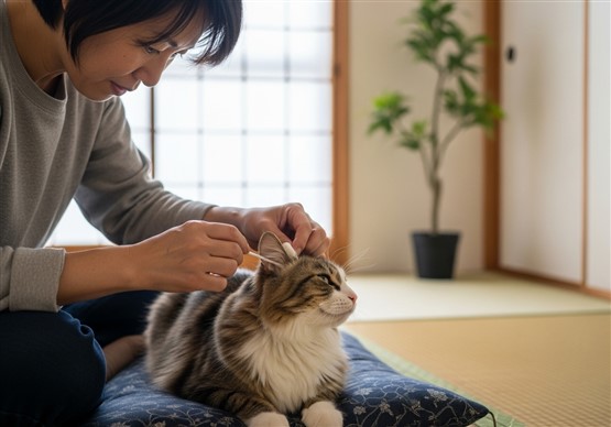 猫の耳掃除