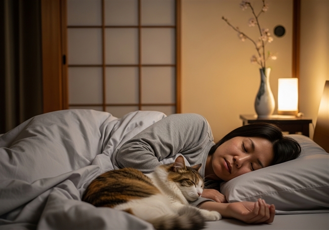 猫が布団に入ってくる