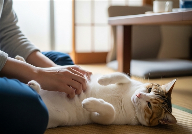 猫のお腹を触ると嫌がる